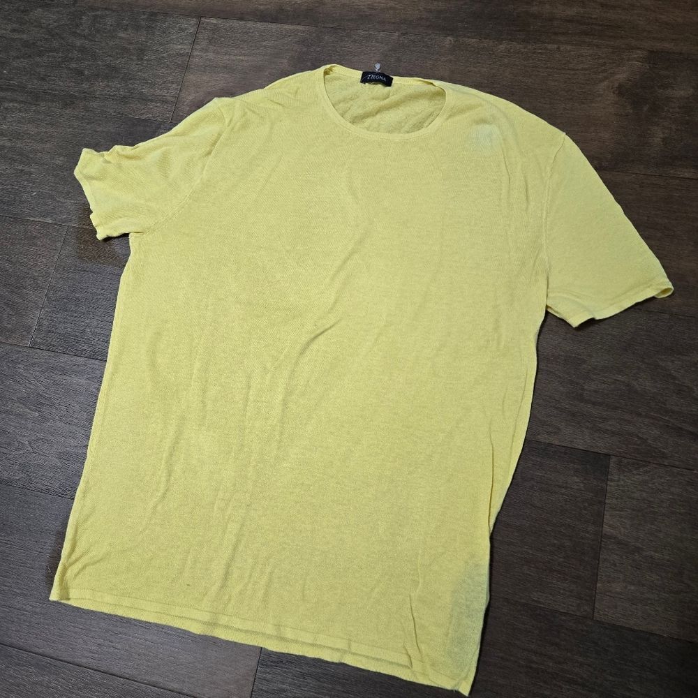 Z Zegna Yellow Linen Cotton Small T-Shirt Size XL